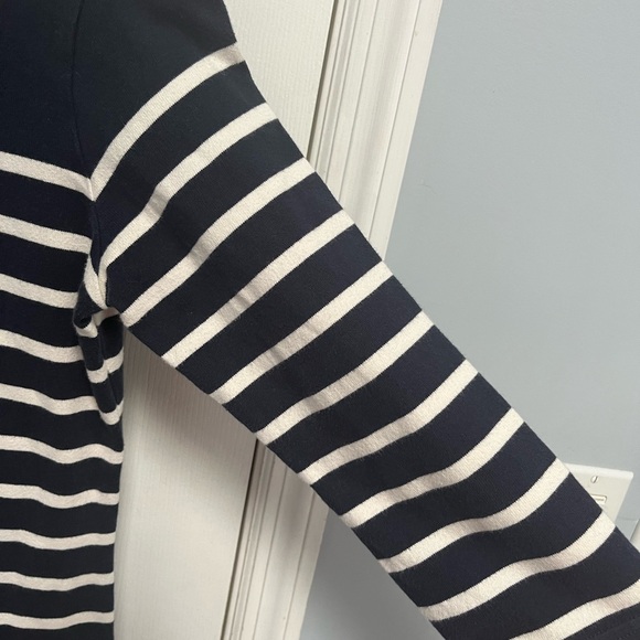 LL Bean Dress S Reg Navy White Heritage Striped Cotton Nautical Mariner Small - Picture 6 of 14